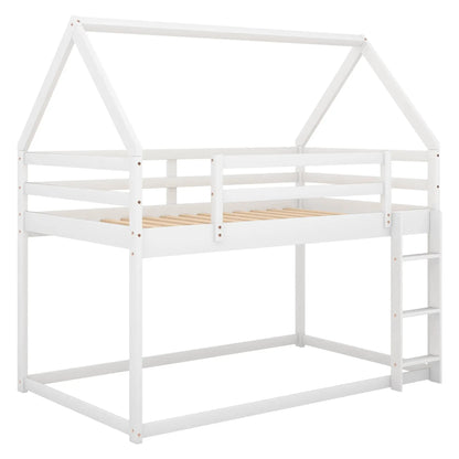 Low Bunk Bed with House Frame and Ladder