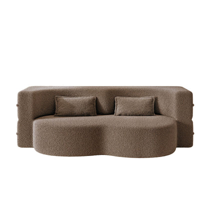 Modern Floor Sleeper Sofa Bed And Two Pillows