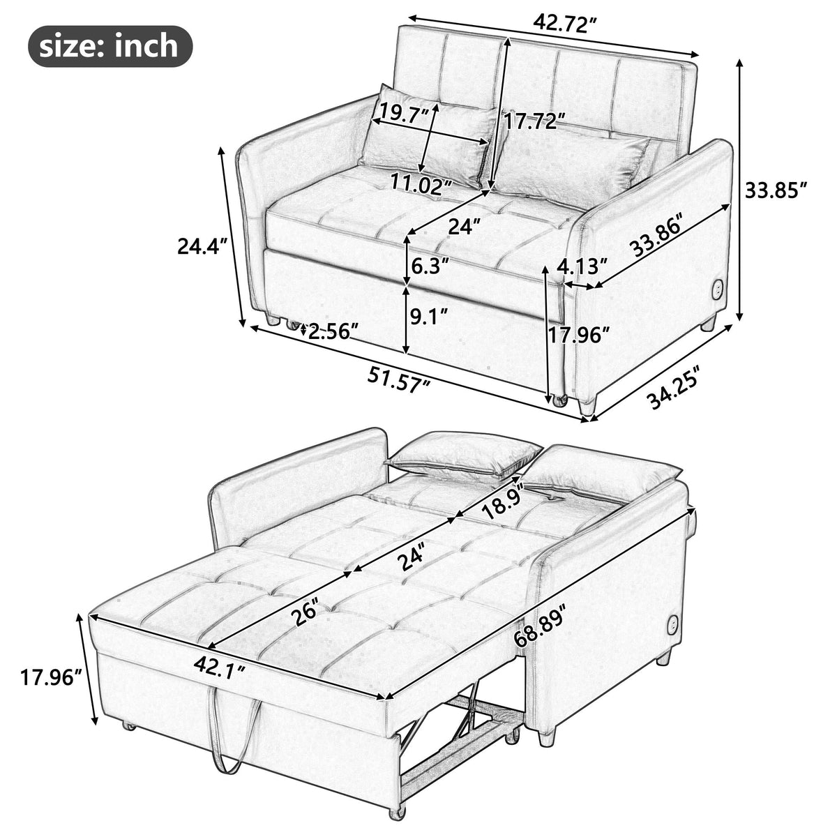 Convertible Sleeper Sofa and a Compact Design