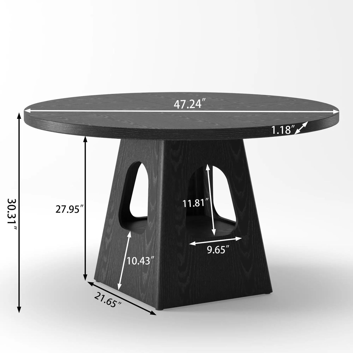 Farmhouse Round Dining Table With Storage Base in dark wood finish by Unique Piece Furniture on Tampa Home & Garden Store