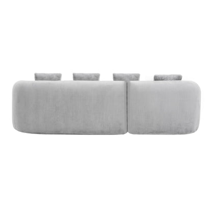 Modular L-Shape Sectional Sofa with curved chaise in light gray upholstery by HouseOfZazla on Tampa Home & Garden Store