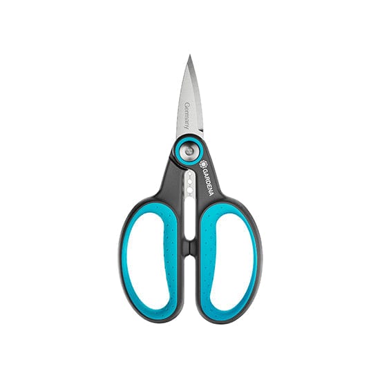 HerbCut Set Gardena herb scissors with turquoise ergonomic grips and stainless steel blades on Tampa Home & Garden Store