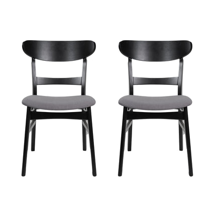 Pair of dark gray upholstered side chairs with black wood frames by HouseOfZazla on Tampa Home & Garden Store