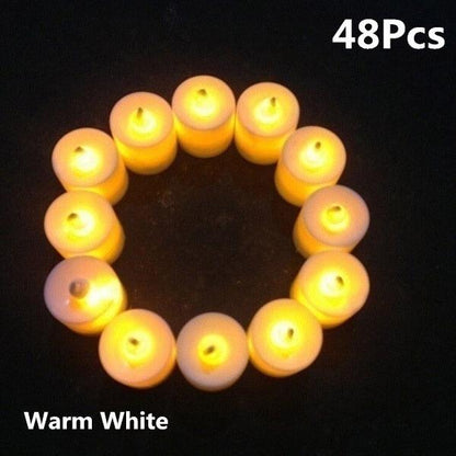Stevvex flameless LED tea light candles warm white 48pcs set on Tampa Home & Garden Store