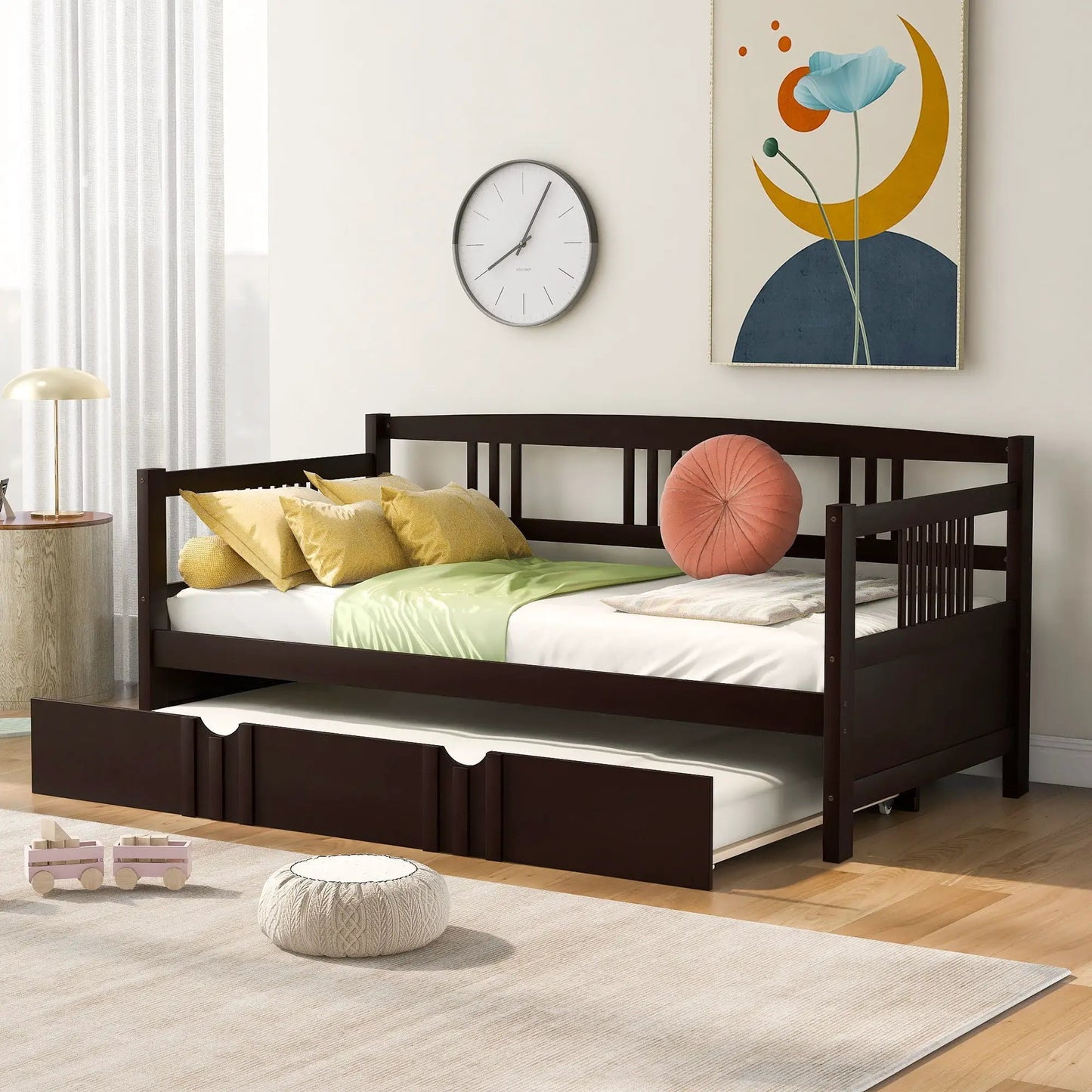 Multifunctional Modern Daybed with storage drawers in dark wood by Unique Piece Furniture on Tampa Home & Garden Store