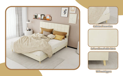 Modern Upholstered Bed Frame and Velvet Fabric