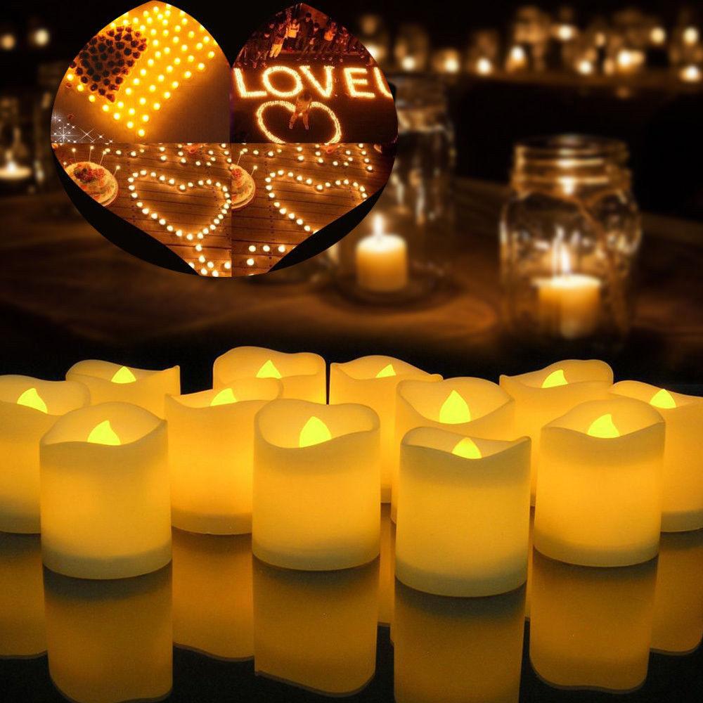 Flameless LED tea lights set by Stevvex 12/24 warm flicker with remote timer for home decor on Tampa Home & Garden Store