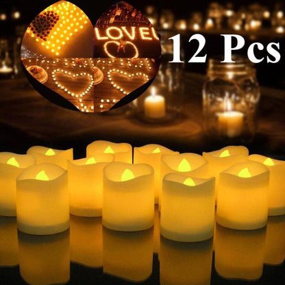 Stevvex flameless LED tea lights, 12 pcs with remote and timer, warm yellow flicker glow on Tampa Home & Garden Store