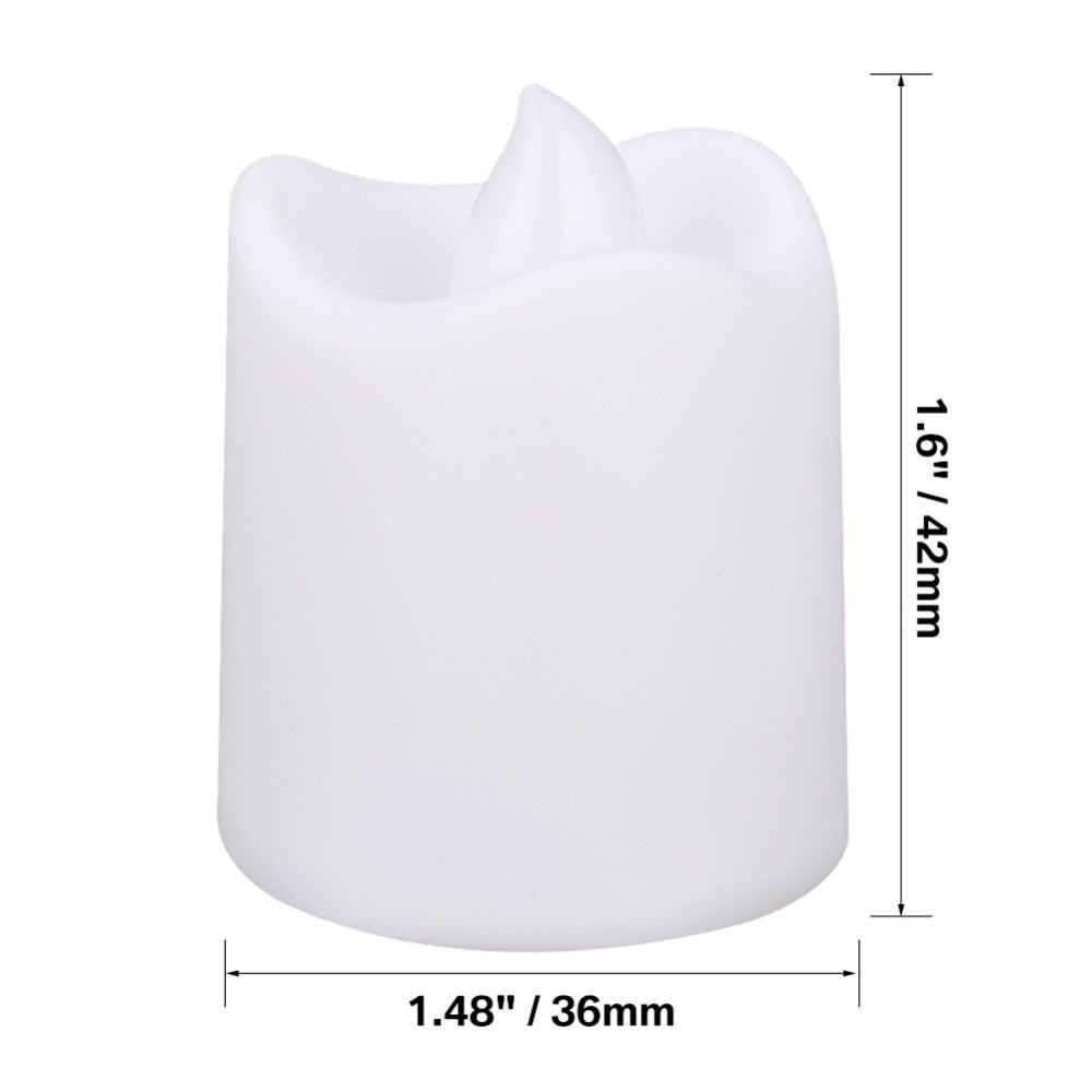 Stevvex white flameless LED candle with realistic melted-top design, battery powered on Tampa Home & Garden Store