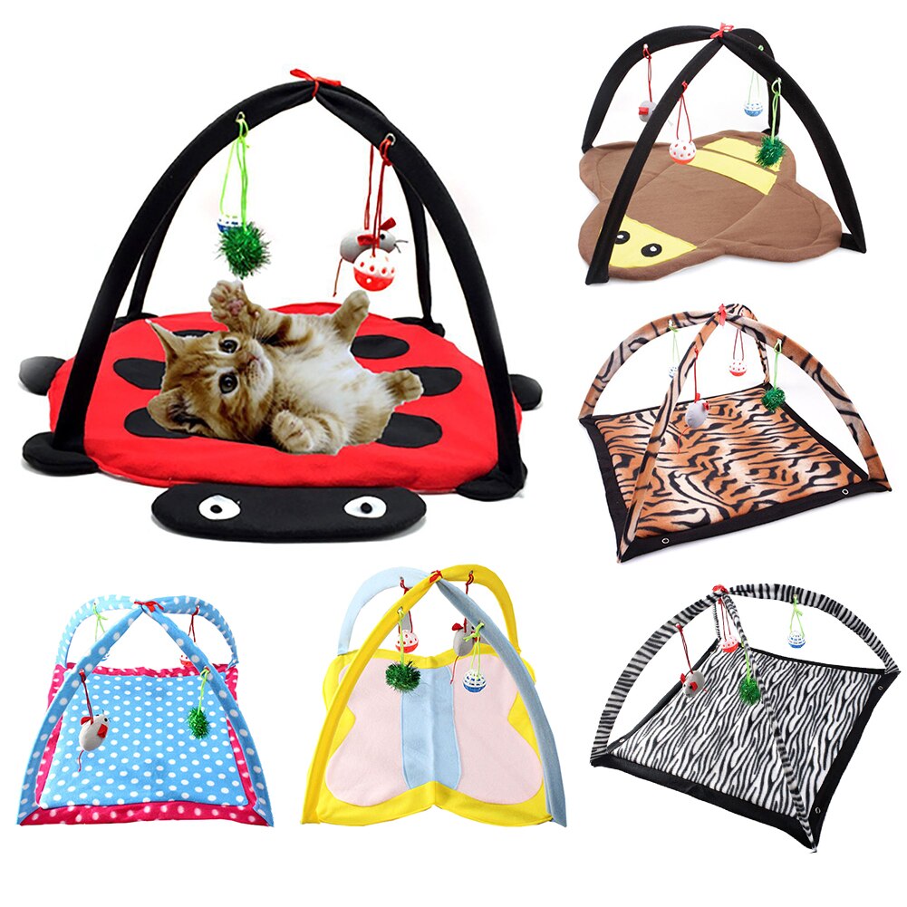 Cartoon cat play tent set with six colorful foldable cat hammocks and hanging balls on Tampa Home & Garden Store