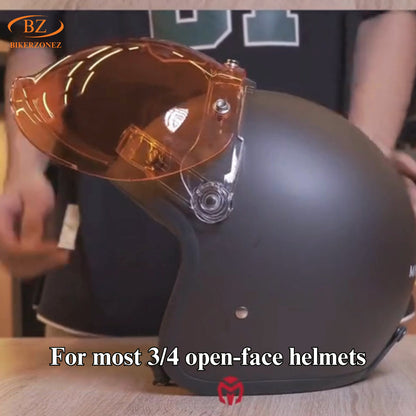 Retro Bubble Shield Visor by BikerZoneZ for motorcycle goggles orange visor on matte helmet on Tampa Home & Garden Store