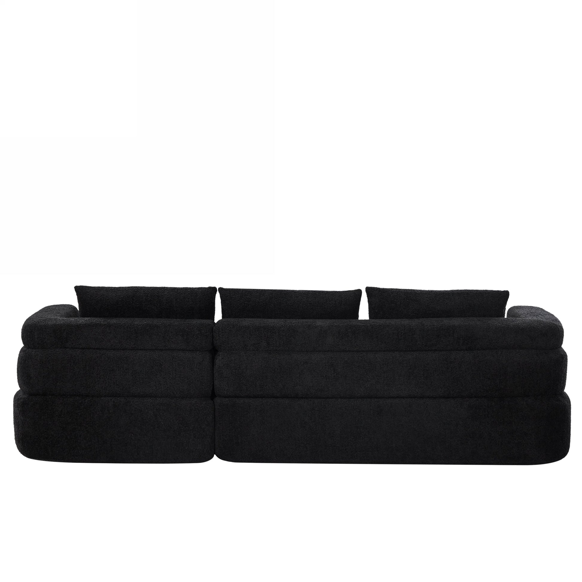106in L-shape sectional sofa in black fabric with plush cushions HouseOfZazla on Tampa Home & Garden Store