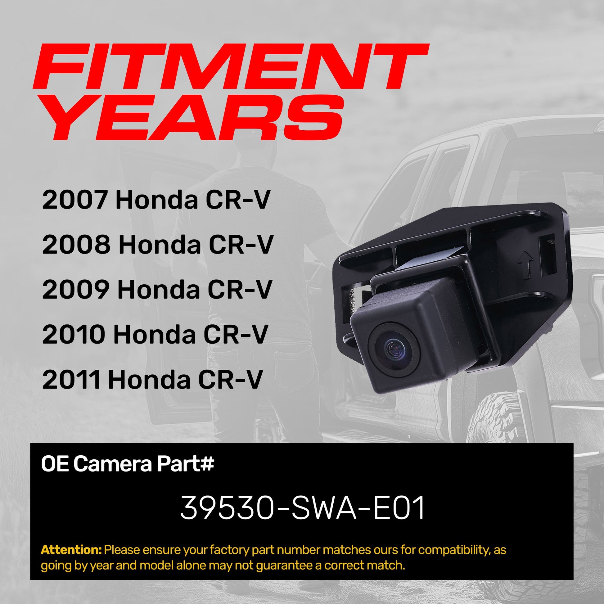 Master Tailgaters OEM backup camera for Honda CR-V (2007–2011) Part 39530-SWA-E01 on Tampa Home & Garden Store