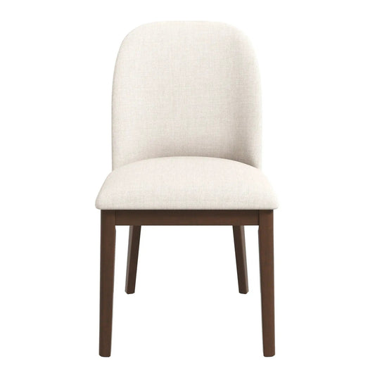 Kaitlyn Comfort Dining Chair set of 2 beige linen fabric upholstery with dark wood legs on Tampa Home & Garden Store