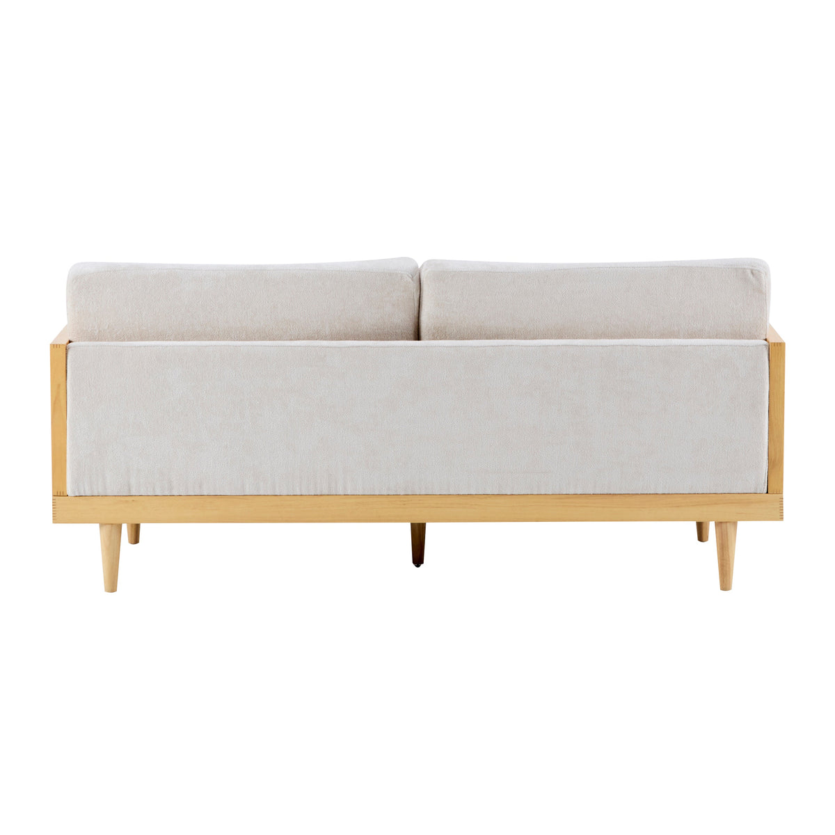 Emir 72in square-arm boucle sofa with wooden frame in light beige by HouseOfZazla on Tampa Home & Garden Store