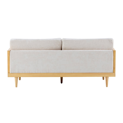 Emir 72in square-arm boucle sofa with wooden frame in light beige by HouseOfZazla on Tampa Home & Garden Store