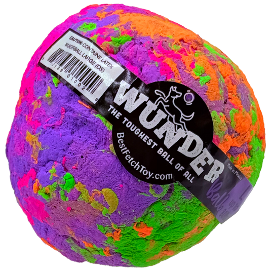 WUNDERball natural rubber dog fetch ball in neon pink purple orange green by WACKYstore on Tampa Home & Garden Store