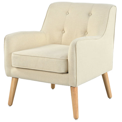 Modern Tufted Accent Chair and Solid Wood Legs