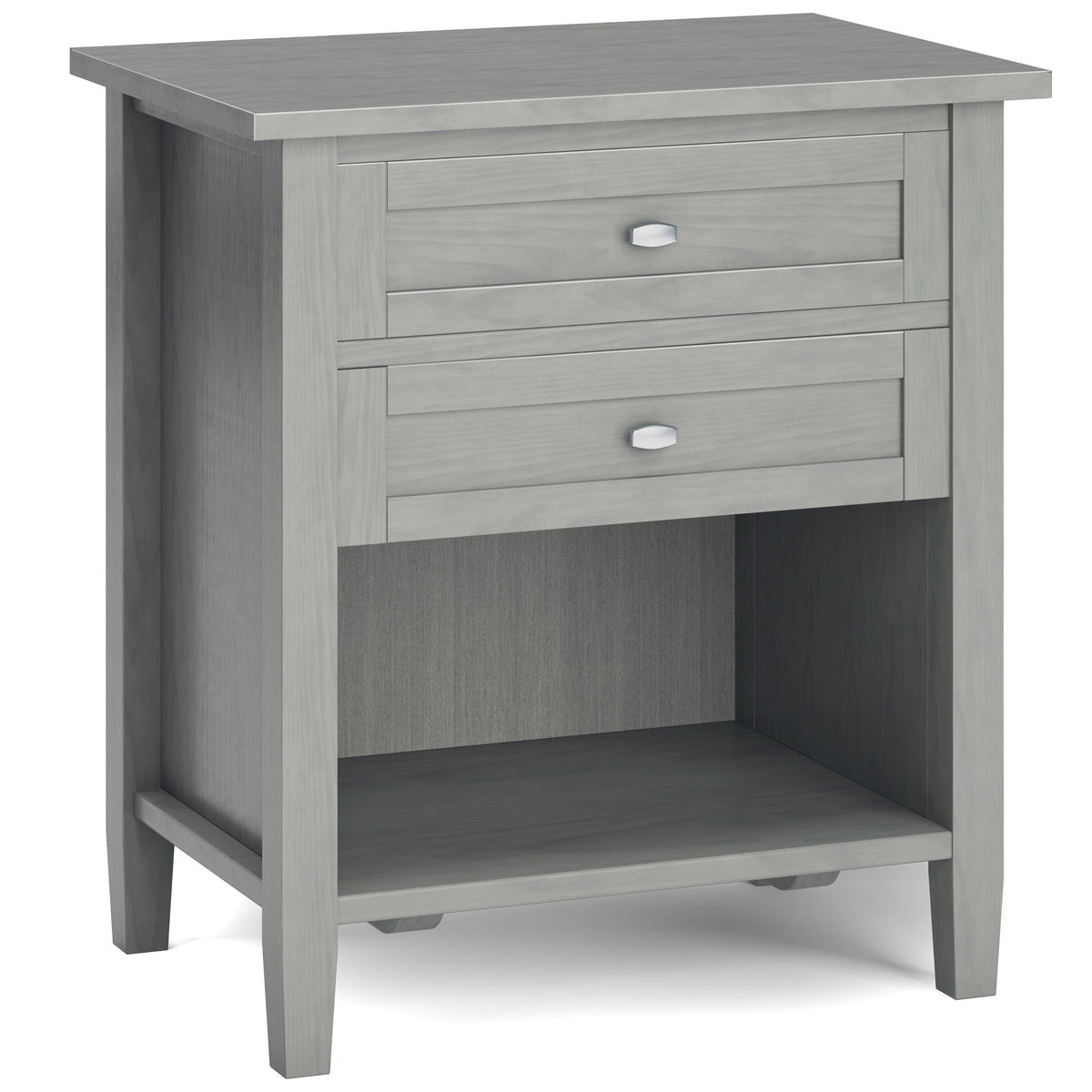 Warm Shaker bedside table with two drawers in gray wash wood finish by HouseOfZazla on Tampa Home & Garden Store