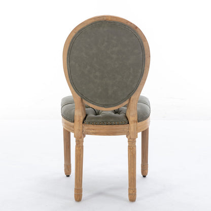 French style solid wood dining chair with grey upholstered oval back and nailhead trim on Tampa Home & Garden Store