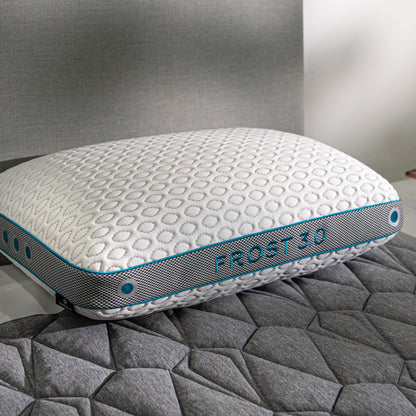 BedGear Frost Pillow 3.0 cooling pillow white cover with blue piping on Tampa Home & Garden Store