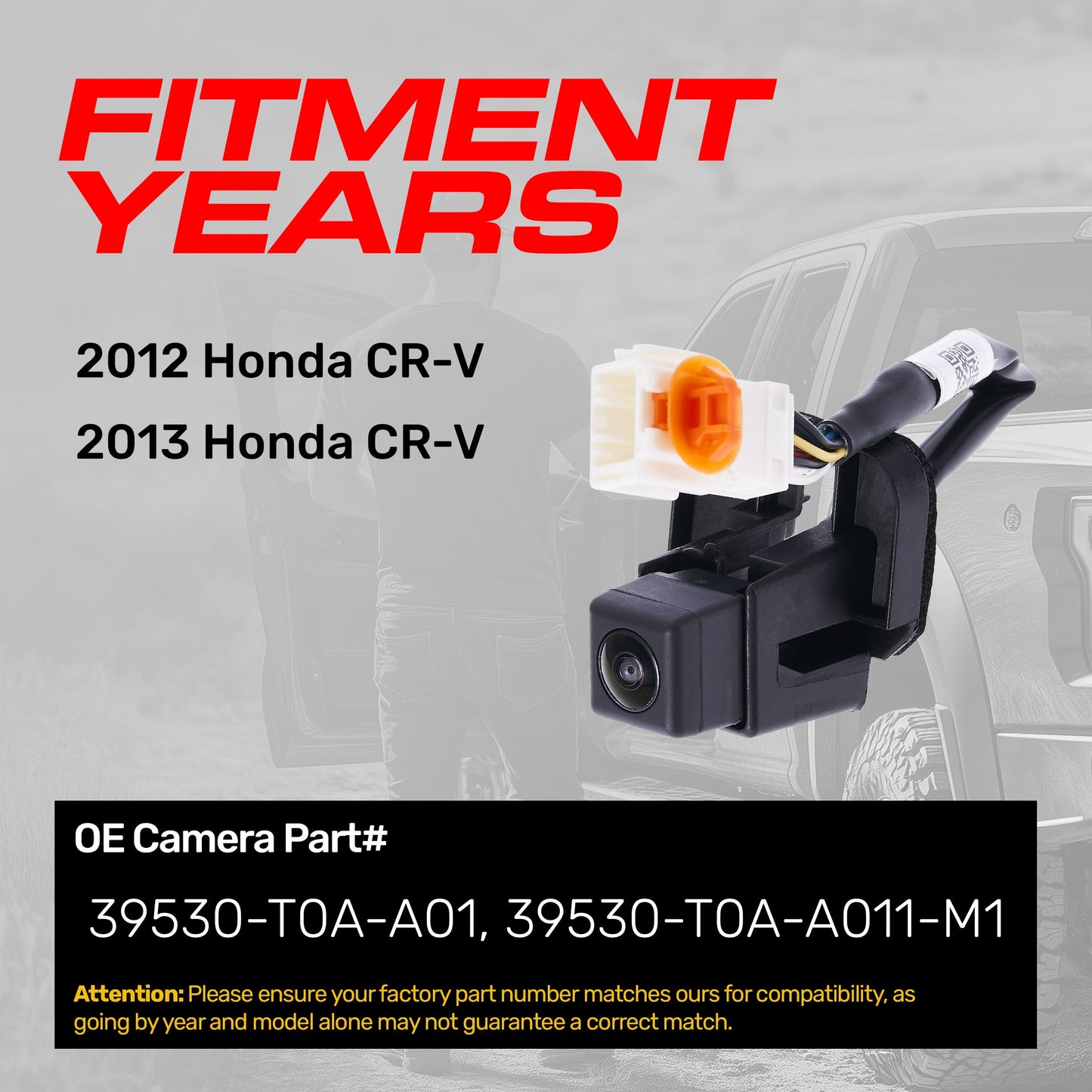 Master Tailgaters OE backup camera for 2012-2013 Honda CR-V with white/orange connector on Tampa Home & Garden Store
