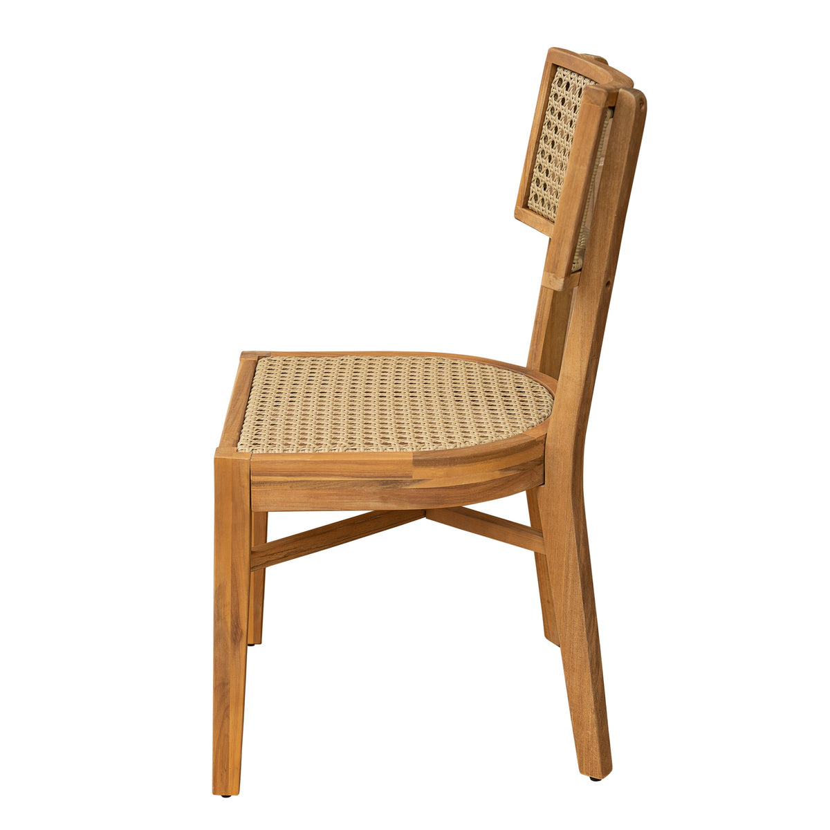 Netro Acacia Wood Dining Chair with Light Brown Wicker outdoor dining chair HouseOfZazla on Tampa Home & Garden Store