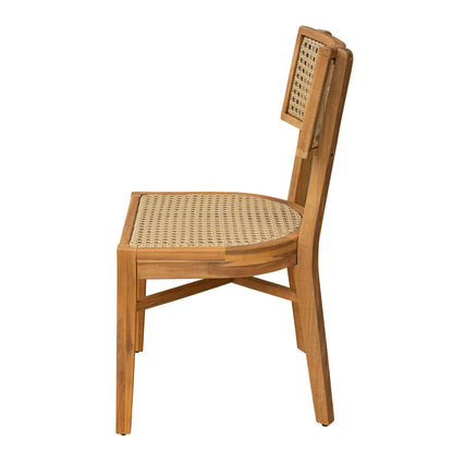 Netro Acacia Wood Dining Chair with Light Brown Wicker outdoor dining chair HouseOfZazla on Tampa Home & Garden Store