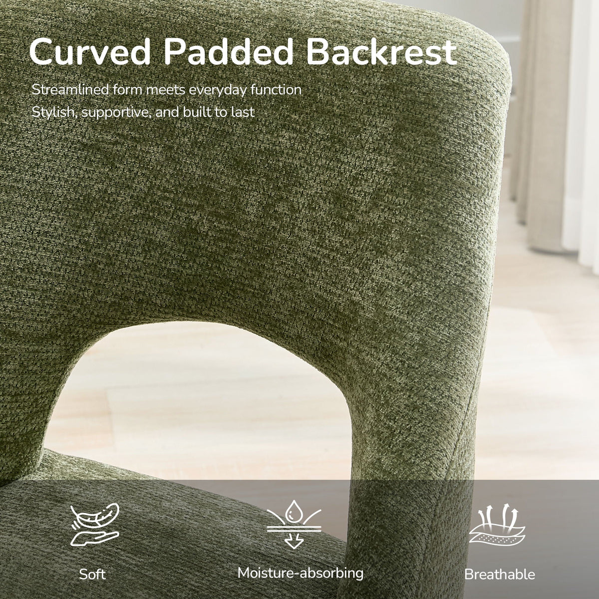 Green tufted chenille dining chair with curved legs, HouseOfZazla chair set on Tampa Home & Garden Store