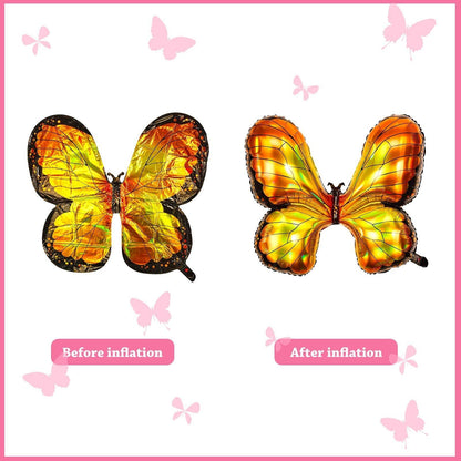 Two butterfly foil balloons in orange-yellow gradient with black edging on Tampa Home & Garden Store