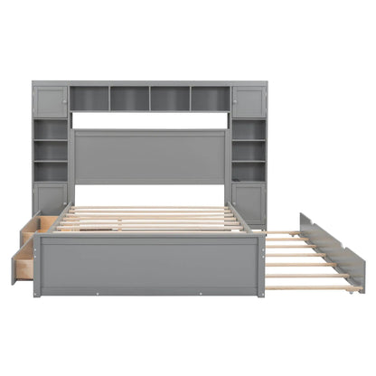 Gray cabinet bed by Unique Piece Furniture with twin long trundle and side cabinets and sockets on Tampa Home & Garden Store