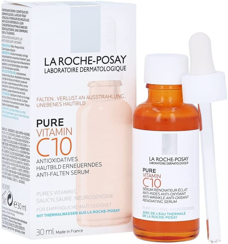 La Roche-Posay Pure Vitamin C10 face serum set with amber dropper bottle and white carton on Tampa Home & Garden Store