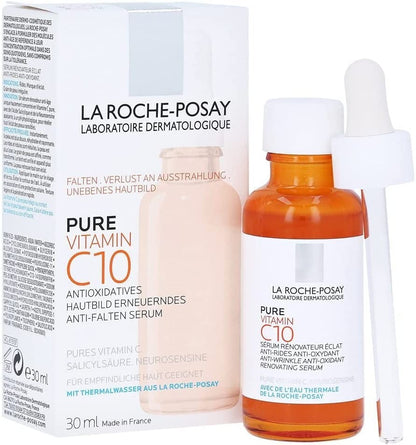 La Roche-Posay Pure Vitamin C10 face serum set with amber dropper bottle and white carton on Tampa Home & Garden Store