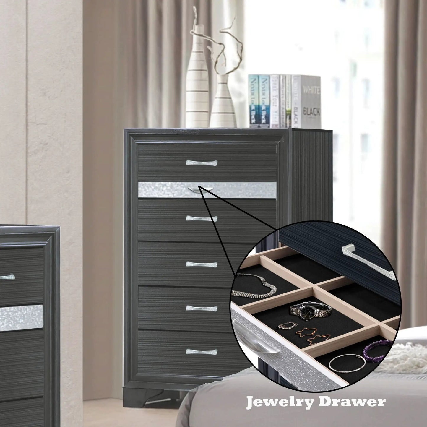 Naima Five Drawer Vertical Storage Chest Glide