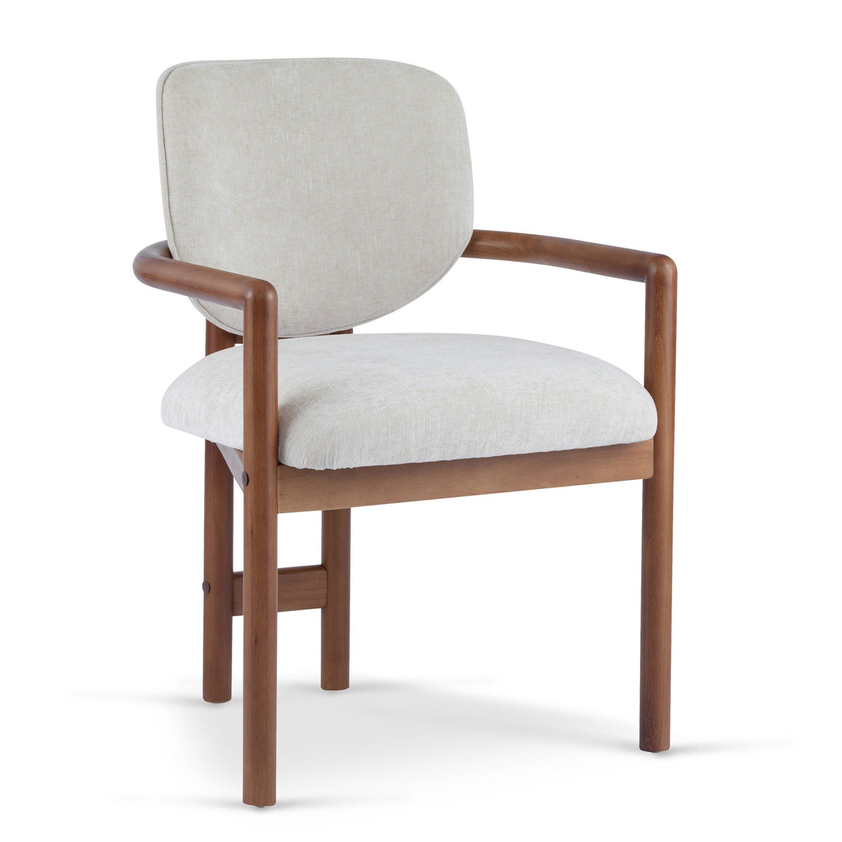 Upholstered Arm Dining Chairs (Set of 2) beige fabric with wood frame by HouseOfZazla on Tampa Home & Garden Store