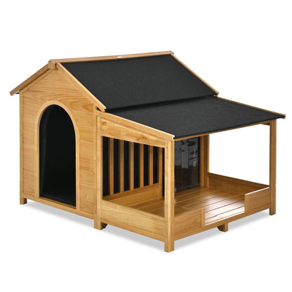 Dog house HouseOfZazla, 60.2in outdoor wooden shelter with insulated liner on Tampa Home & Garden Store