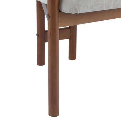 Upholstered Arm Dining Chairs 2-pack brown wood legs beige fabric HouseOfZazla on Tampa Home & Garden Store