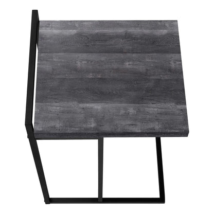 Accent Table, C-Shaped, gray woodgrain top with black metal frame on Tampa Home & Garden Store