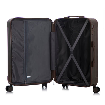 3-piece brown ABS spinner luggage set by HouseOfZazla with interior mesh pocket and cross straps on Tampa Home & Garden Store