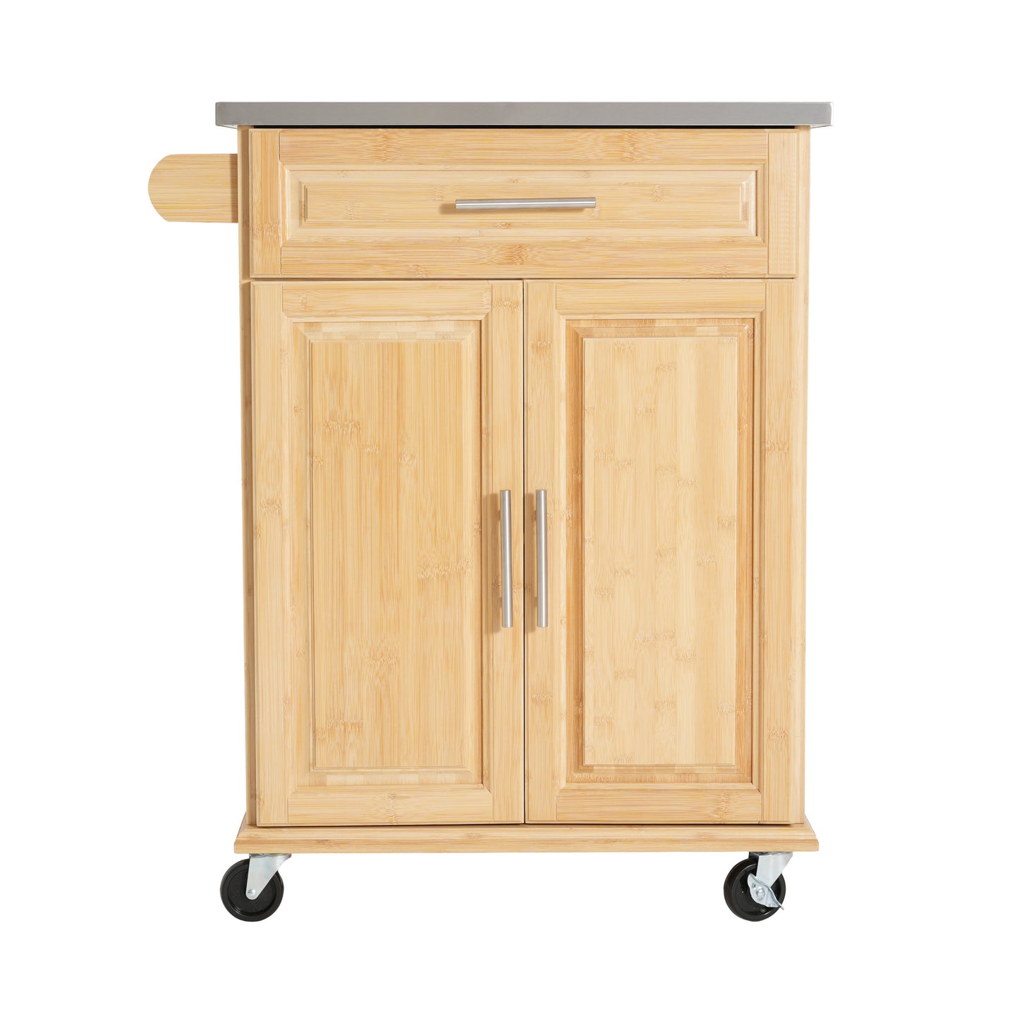 Compact Bamboo Kitchen Cart and Stainless Steel