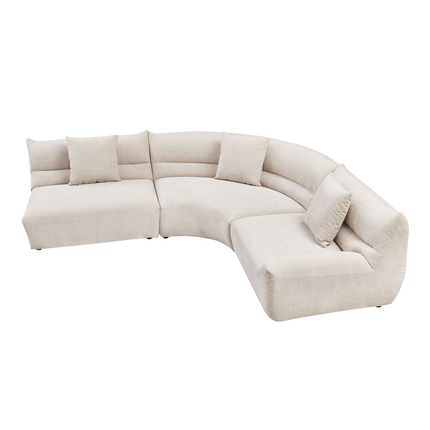 Modular Curved Sectional Sofa and Three Pieces