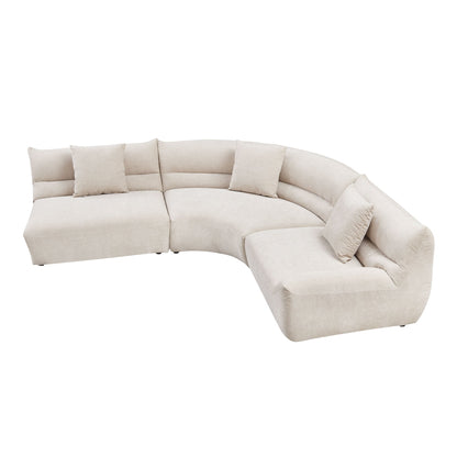 Modular Curved Sectional Sofa and Three Pieces