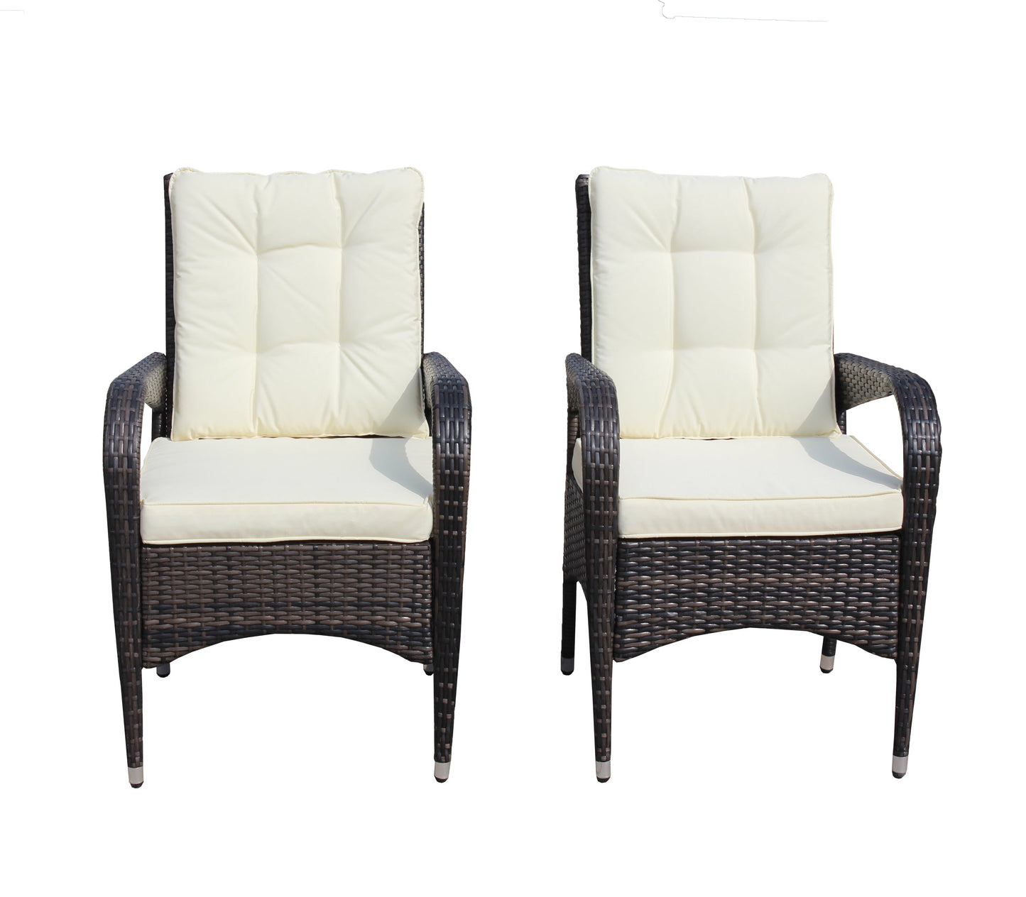 2-Piece Liberatore Dining Chairs by HouseOfZazla with beige cushions and dark wicker frames on Tampa Home & Garden Store