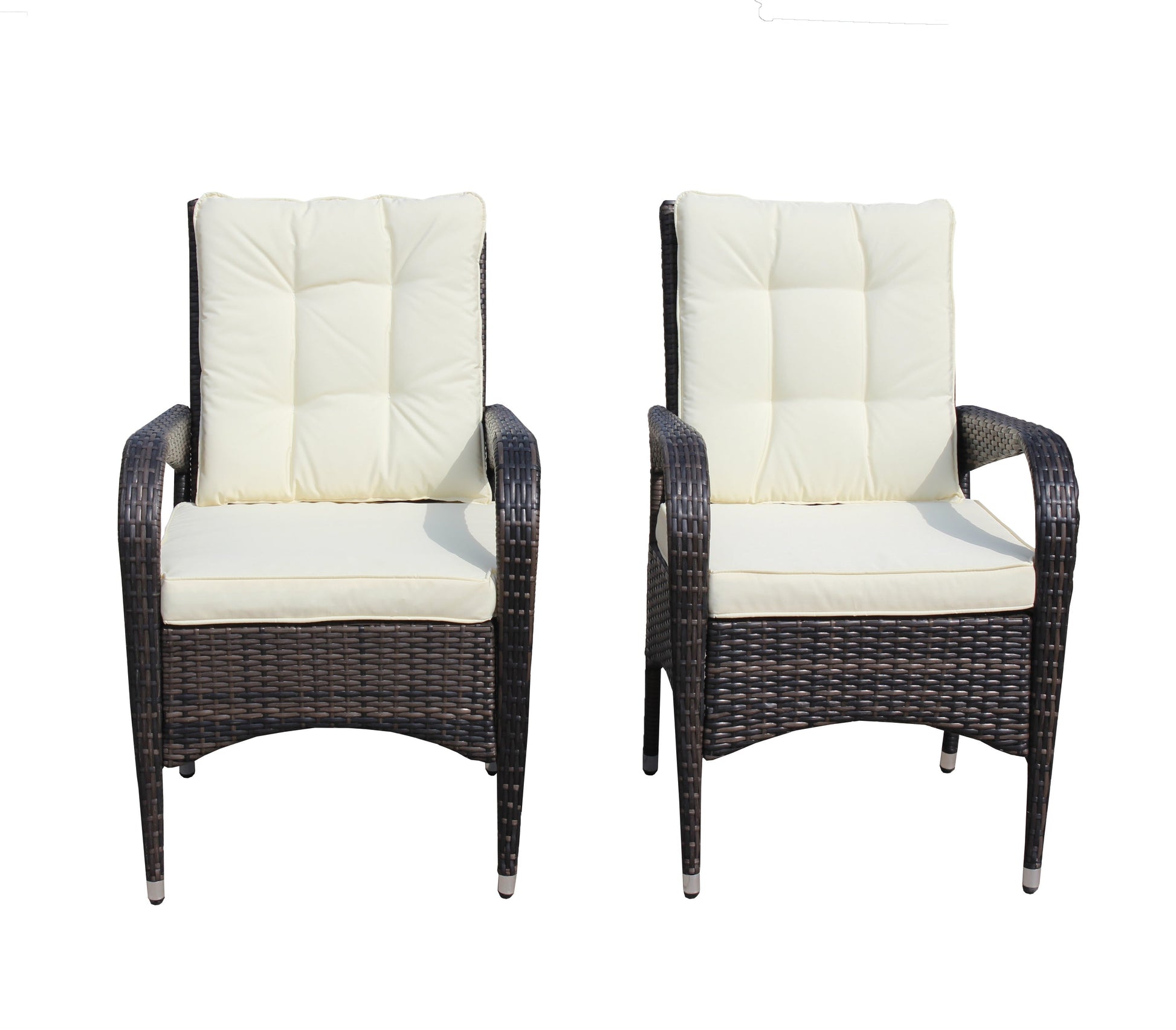 2-Piece Liberatore Dining Chairs by HouseOfZazla with beige cushions and dark wicker frames on Tampa Home & Garden Store