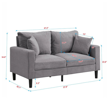 Modern Upholstered Stationary Loveseat Sofa gray corduroy fabric by Unique Piece Furniture on Tampa Home & Garden Store