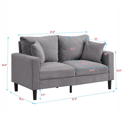 Modern Upholstered Loveseat Sofa gray corduroy by HouseOfZazla, stationary loveseat on Tampa Home & Garden Store