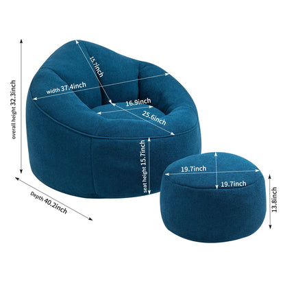 Cozy Bean Bag Chair With Foam and Footrest