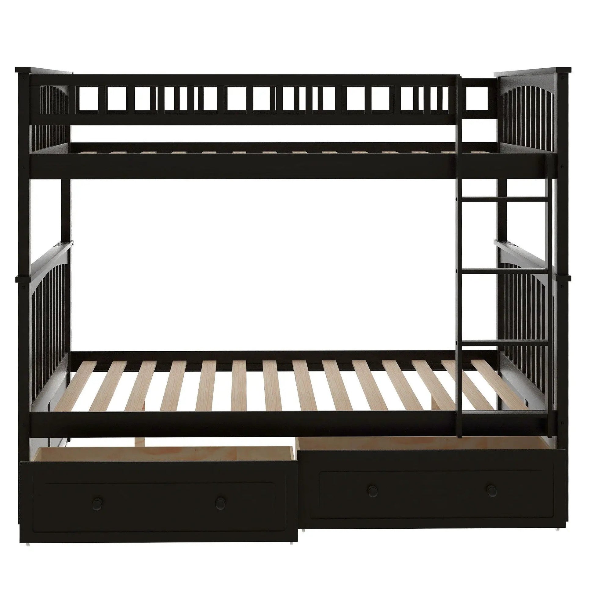 Bunk bed with drawers, black finish, ladder; convertible design by Unique Piece Furniture on Tampa Home & Garden Store