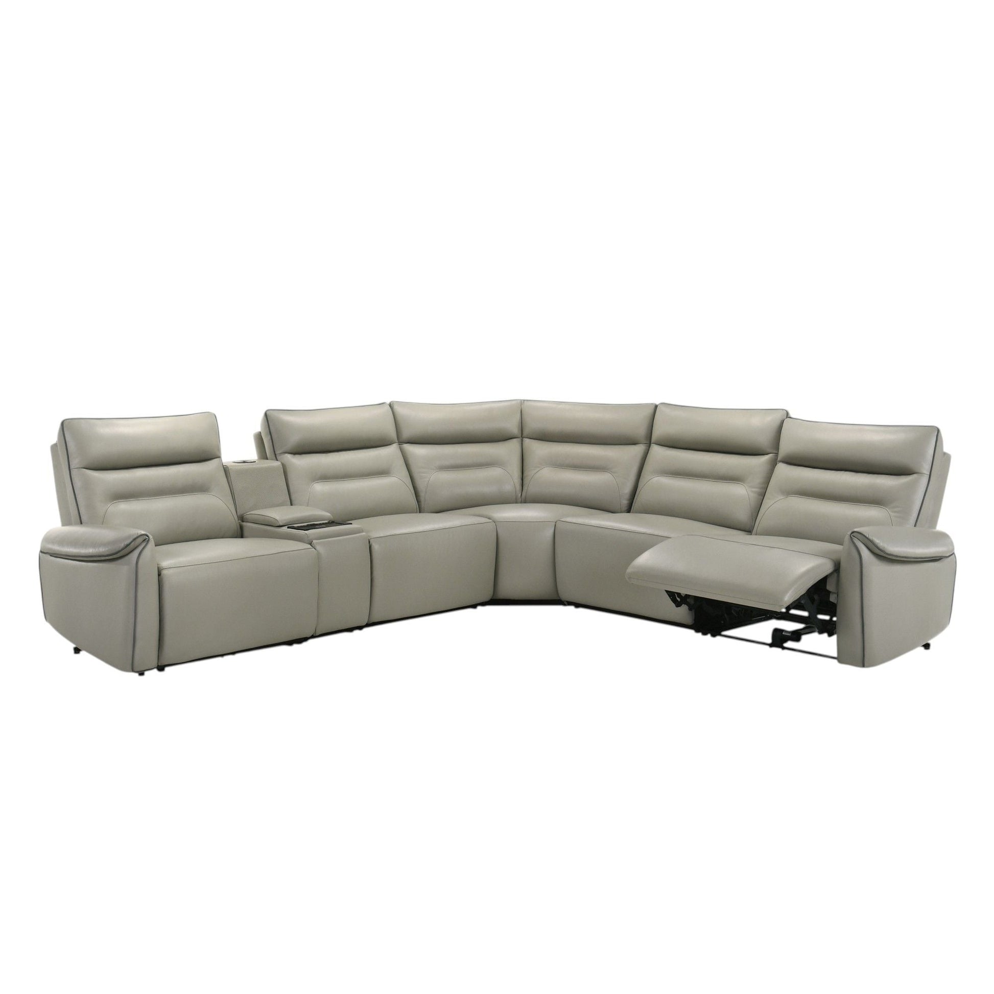 Jayke power motion reclining sectional sofa, light gray leather, chaise end by HouseOfZazla on Tampa Home & Garden Store