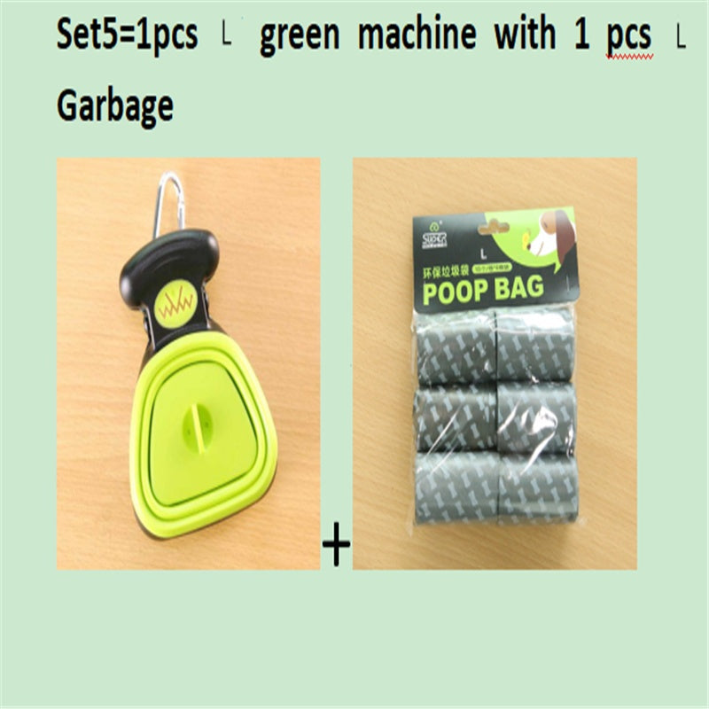 Pet Zen green foldable dog poop scooper and bag pack with 1 roll biodegradable bags on Tampa Home & Garden Store